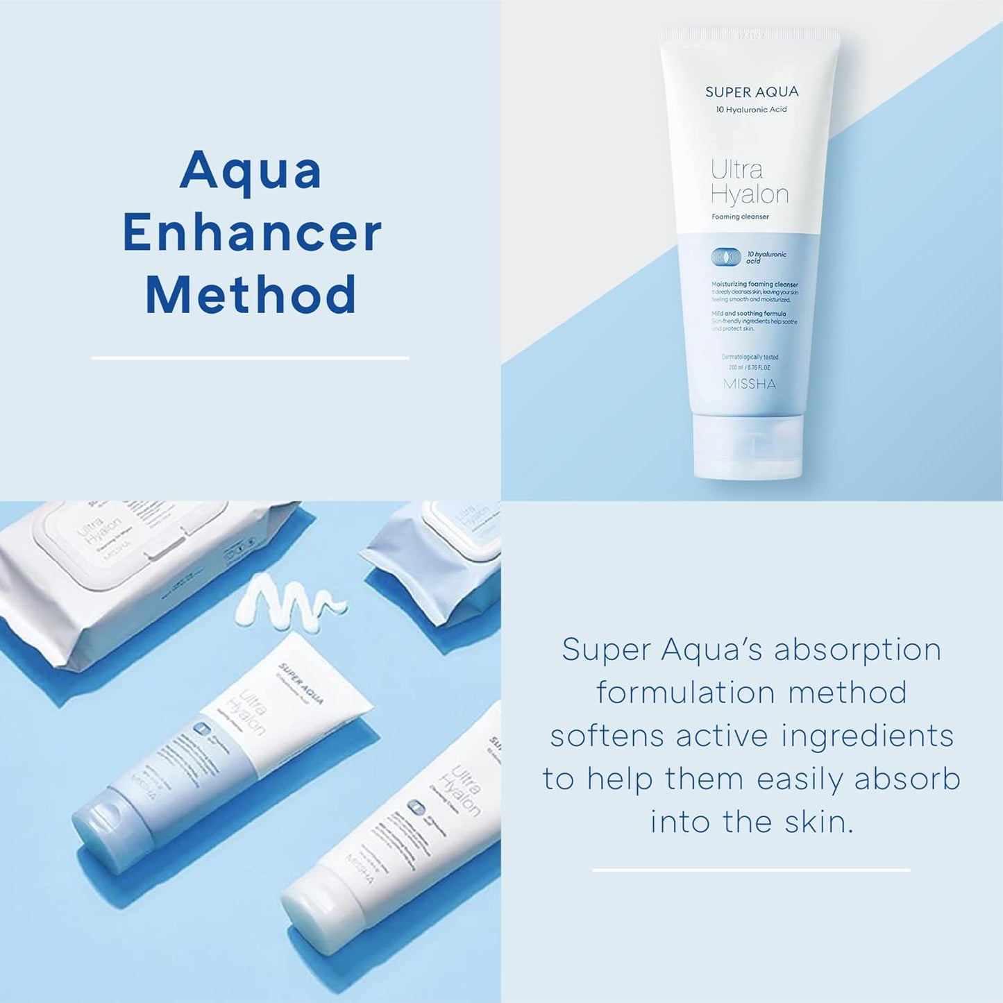 Missha Super Aqua Cleansing Foam - Suitable for Dry, Sensitive, and Combination Skin