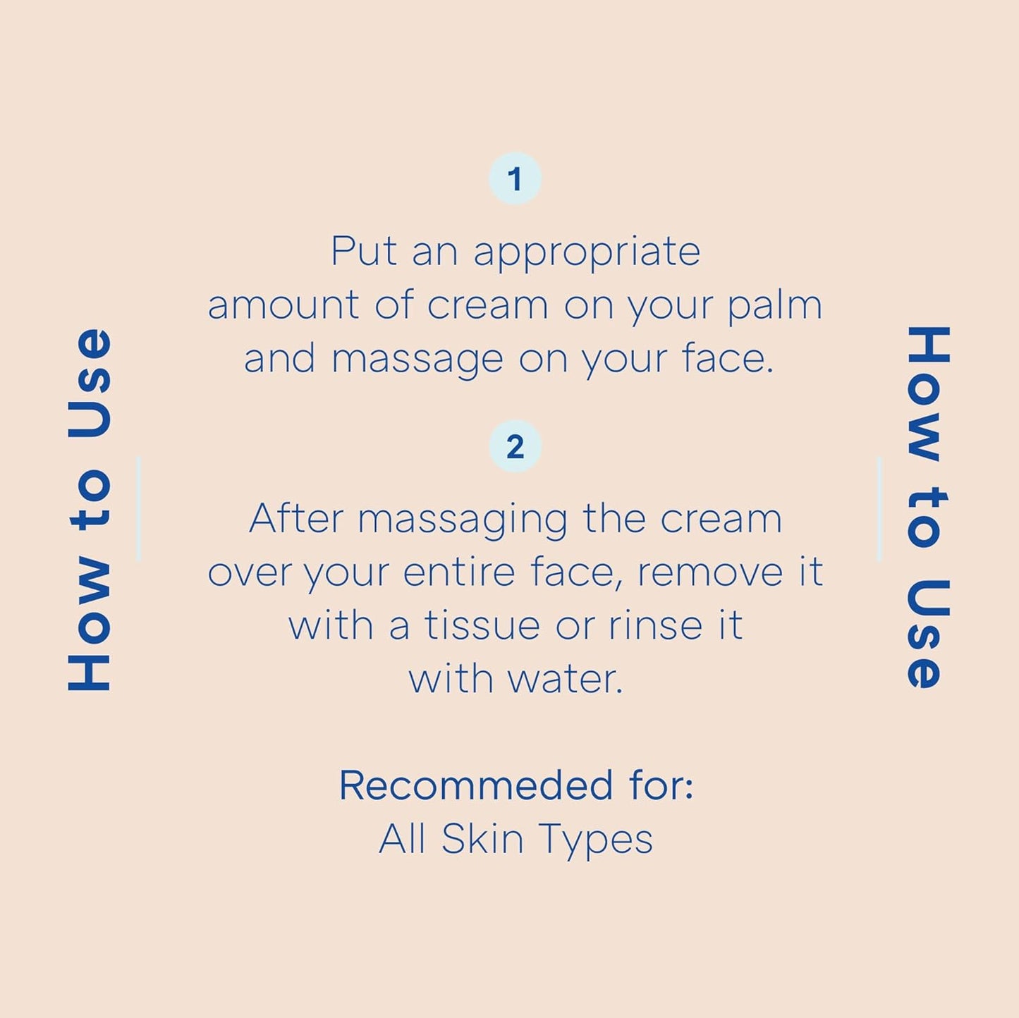 Instructions for using a cream on a beige background