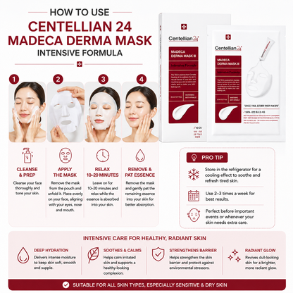How to use Centellian 24 Madeca Derma Mask Intensive Formula Korean sheet mask step by step guide