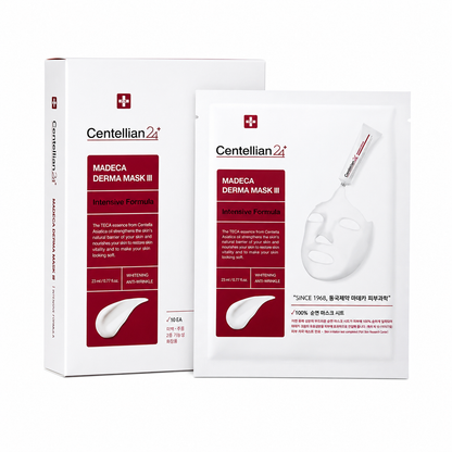 Centellian 24 Madeca Derma Mask Intensive Formula 10 sheet masks Korean skincare product on white background