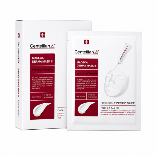 Centellian 24 Madeca Derma Mask Intensive Formula 10 sheet masks Korean skincare product on white background