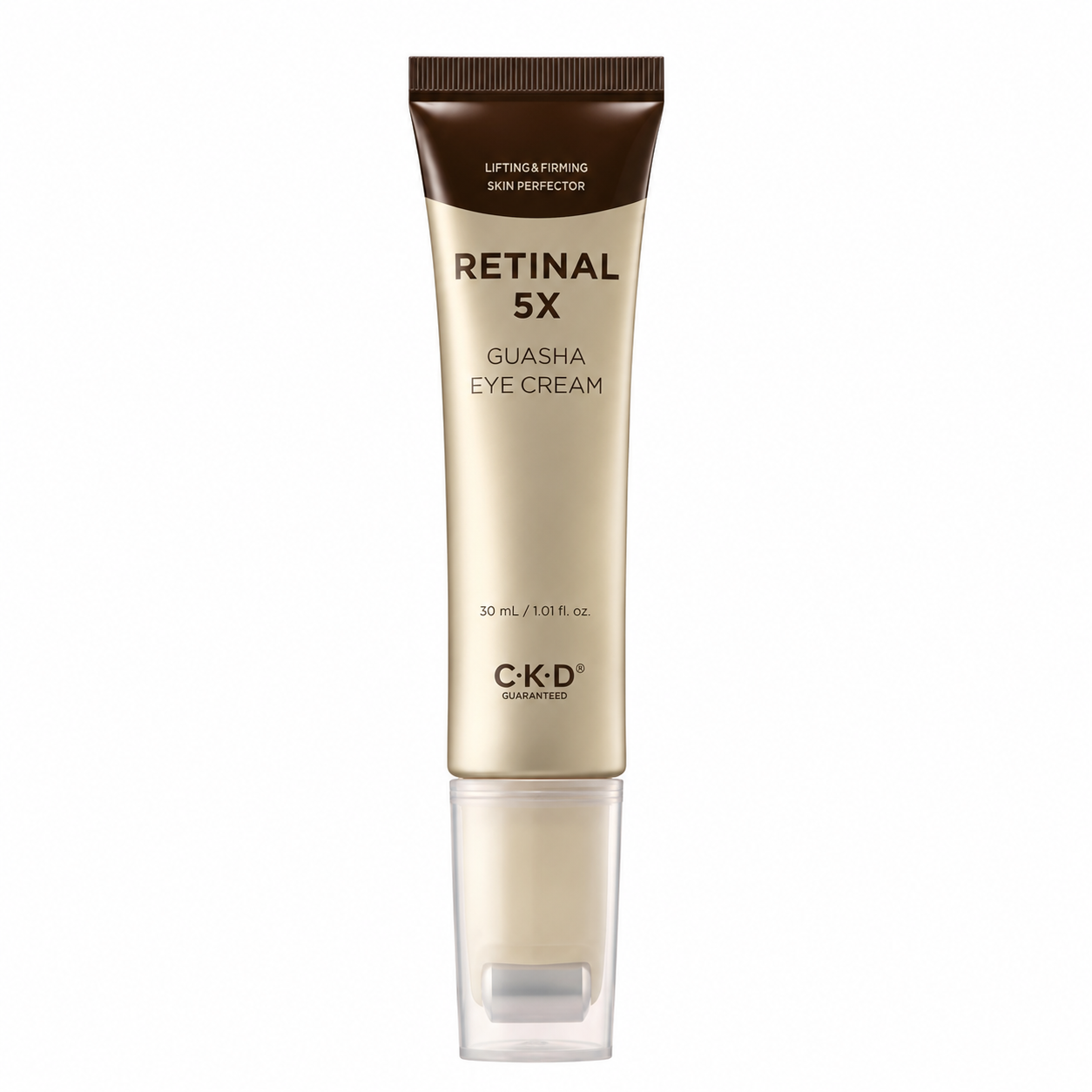 CKD Retinal 5X Guasha Eye Cream 30ml with built-in guasha roller for firming, lifting and brightening the delicate eye area