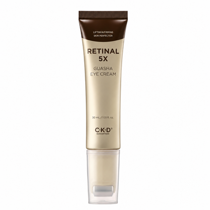 CKD Retinal 5X Guasha Eye Cream 30ml with built-in guasha roller for firming, lifting and brightening the delicate eye area