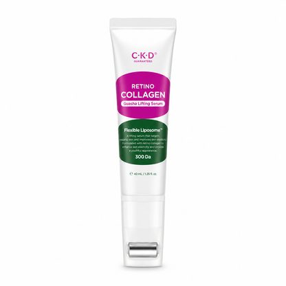 CKD Retino Collagen Small Molecule 300 Guasha Lifting Serum 40ml with built-in guasha roller for neck lifting, firming, wrinkle care and skin elasticity.