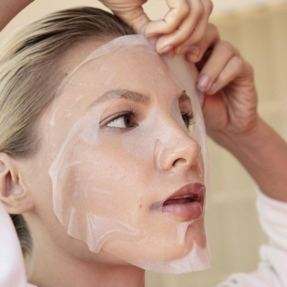 Dr. Jart+ Soothing Hydra Solution sheet mask applied to face for intense hydration