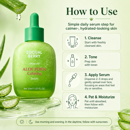 How to use EQQUALBERRY Aloe PDRN Calming Serum after cleansing and toner, followed by moisturizer and daytime sunscreen.
Skin Results