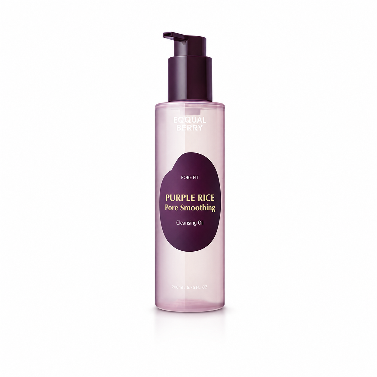 EQQUALBERRY Purple Rice Pore Smoothing Cleansing Oil 200ml bottle on a clean white background.