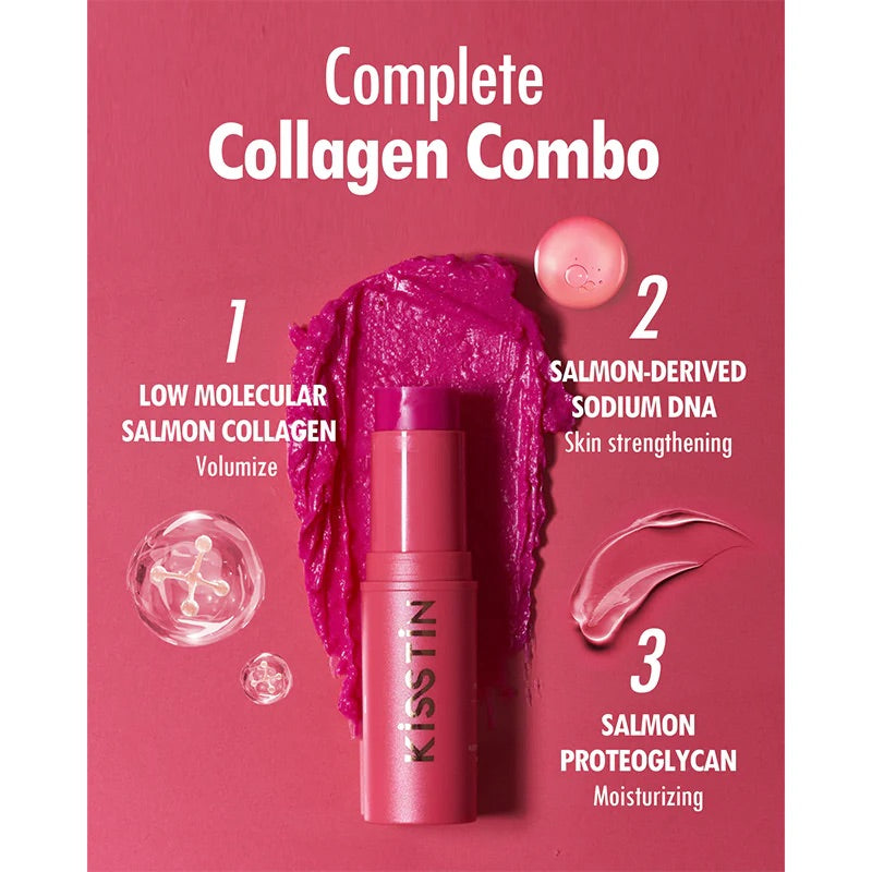 KAHI Kisstin Balm pink collagen ingredients and moisturizing benefits