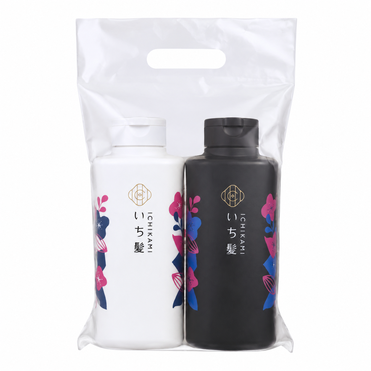Kracie Ichikami Smooth Hair Set Shampoo and Conditioner Duo Pack featuring smoothing shampoo and conditioner with Japanese botanical ingredients on a clean white background.