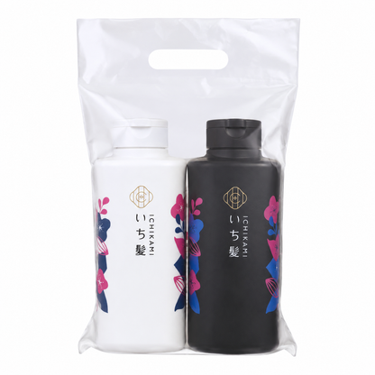 Kracie Ichikami Smooth Hair Set Shampoo and Conditioner Duo Pack featuring smoothing shampoo and conditioner with Japanese botanical ingredients on a clean white background.