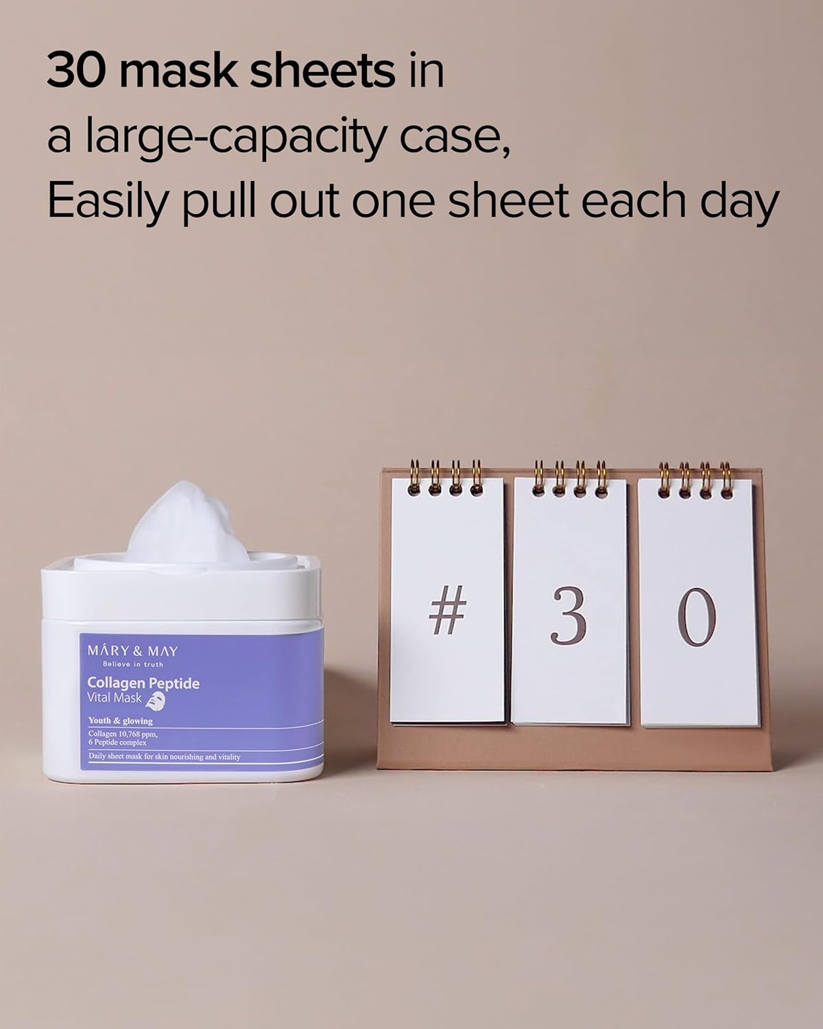 Mary & May Collagen Peptide Vital Mask 30 sheet daily face mask container skincare