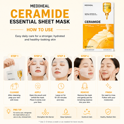Ceramide Essential Sheet Mask Moisture Barrier 10pcs