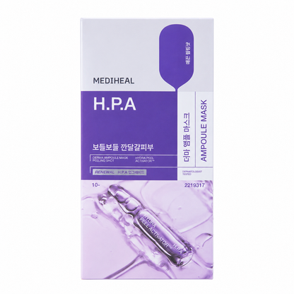 MEDIHEAL H.P.A Ampoule Mask 10 Sheets Korean hydrating sheet mask with Hydra Peel Activator for smooth hydrated healthy-looking skin