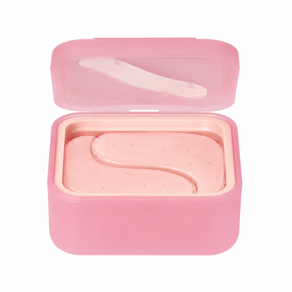 MEDIHEAL Retinol Collagen Capsule Patch Wrinkle Lifting hydrogel patch container open with spatula and pink collagen eye patches