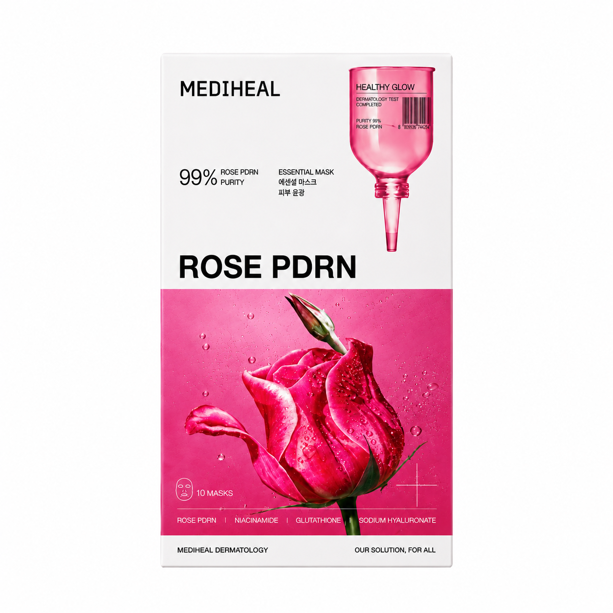 MEDIHEAL Rose PDRN Essential Mask 10 Sheets Korean sheet mask for radiant glow and hydration