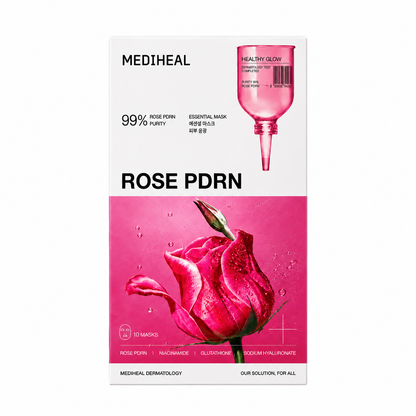 MEDIHEAL Rose PDRN Essential Mask 10 Sheets Korean sheet mask for radiant glow and hydration