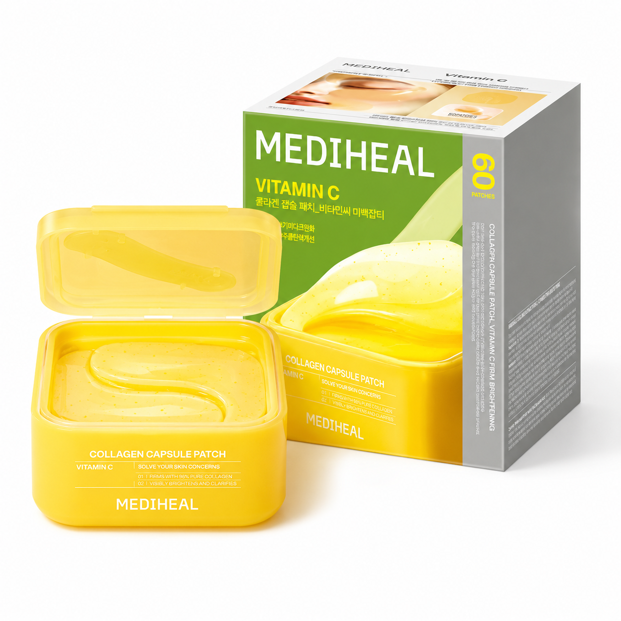 MEDIHEAL Vitamin C Collagen Capsule Patch 60 Count hydrogel eye patches for brightening, firming and hydrating skin.