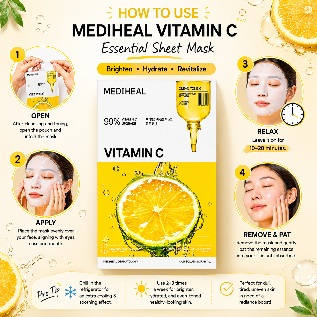 How to use MEDIHEAL Vitamin C Essential Sheet Mask for brighter and healthier looking skin