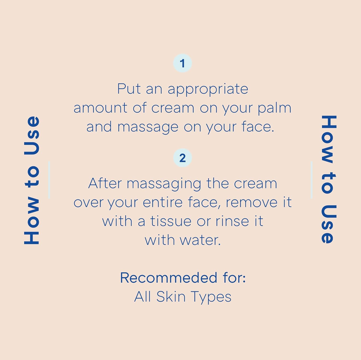 Instructions for using a cream on a beige background