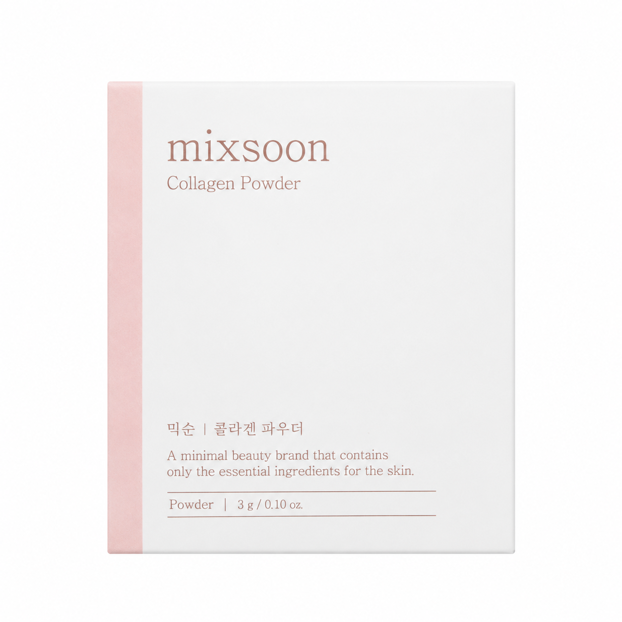 Mixsoon Collagen Powder 3g Korean collagen skincare powder with mixing ampoule on white background