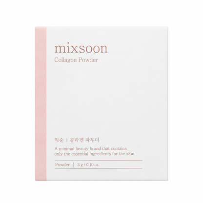 Mixsoon Collagen Powder 3g Korean collagen skincare powder with mixing ampoule on white background