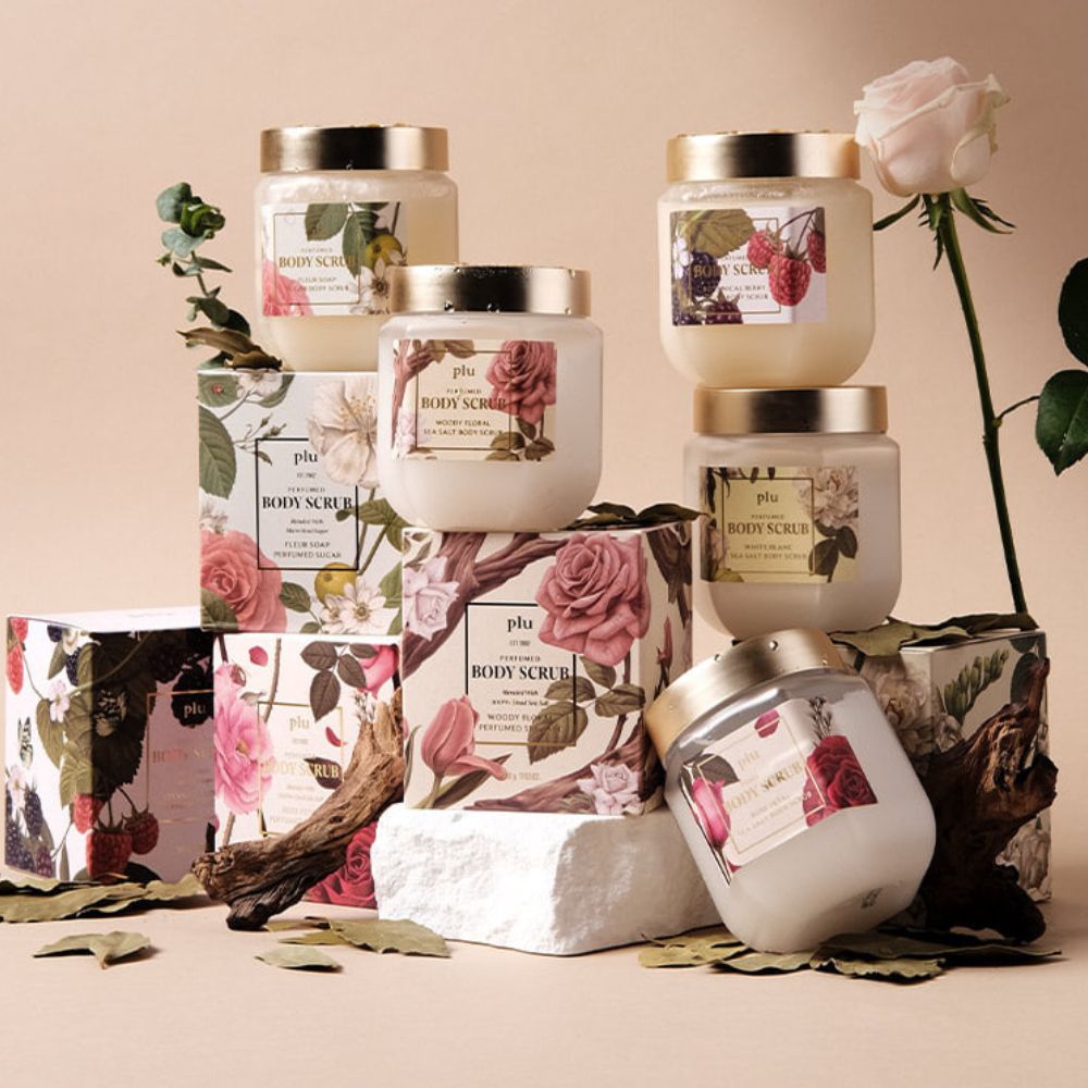 PLU Perfumed Sea Salt Body Scrub Korean body exfoliator collection