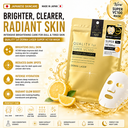 QUALITY 1st Derma Laser Super VC100 Mask featuring vitamin C derivative, glutathione, niacinamide and nano capsule technology